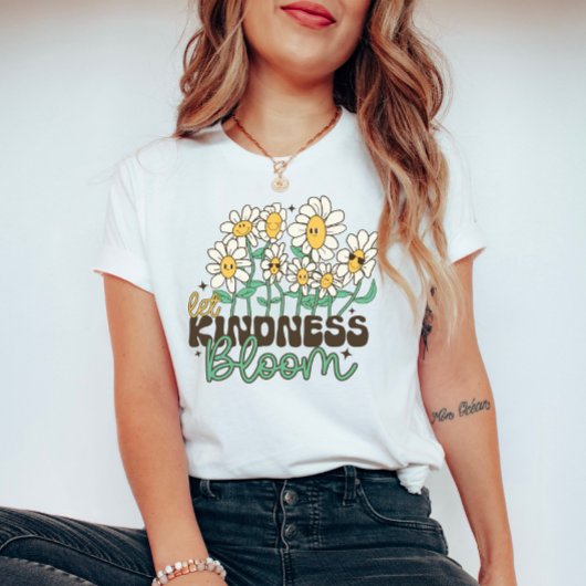 Retro bloemen laten vriendelijkheid bloeien t-shirt