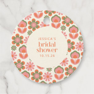 Retro Bloemen Lente Roze Custom Vrijgezellenfeest Bedankjes Labels