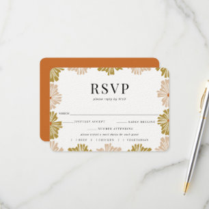 Retro Bloemen Lijst Bruiloft RSVP Maaltijd Keuze Kaartje