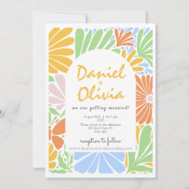 Retro Bloemen Lijst Kleurrijke bruiloft Kaart