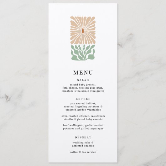 Retro Bloemen Logo Bruiloft Menu (Voorkant)