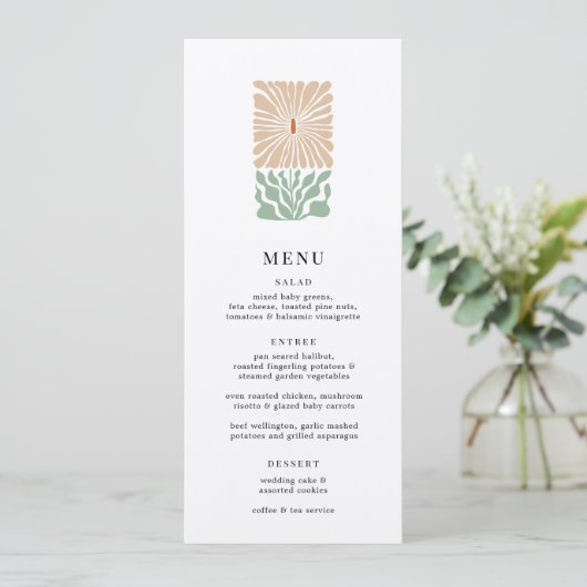 Retro Bloemen Logo Bruiloft Menu (Staand voorkant)