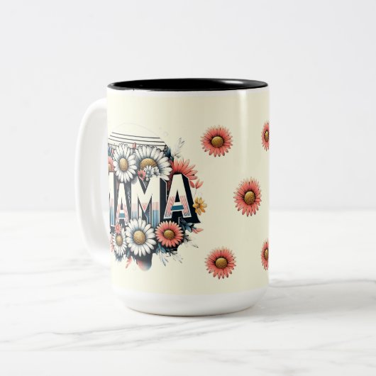 Retro Bloemen Mama Mok (Voorkant links)