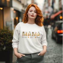 Retro Bloemen "MAMA" Sweatshirt met namen van Kind