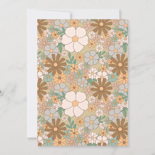 Retro Bloemen Meisjes 1e Verjaardag Kaart (Achterkant)