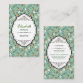 Retro  Bloemen met Elegant  Lijst Visitekaartje (Voorkant / Achterkant)