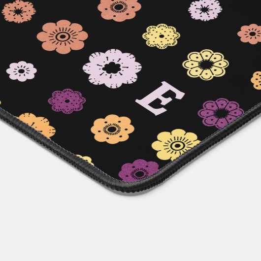 Retro Bloemen met Monogram Bureaumat (Hoek)