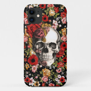 Retro bloemen met schedelpatroon Case-Mate iPhone case