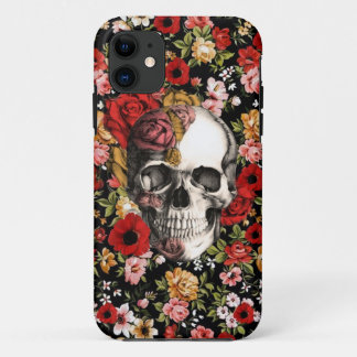 Retro bloemen met schedelpatroon Case-Mate iPhone case
