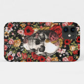 Retro bloemen met schedelpatroon Case-Mate iPhone case (Achterkant (horizontaal))