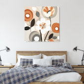 Retro Bloemen Midden Eeuw Modern Canvas Afdruk (Insitu (Slaapkamer))