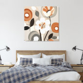 Retro Bloemen Midden Eeuw Modern Canvas Afdruk (Insitu (Slaapkamer))