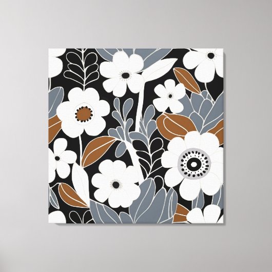 Retro Bloemen Midden Eeuw Modern Canvas Afdruk (Voorkant)
