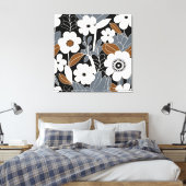 Retro Bloemen Midden Eeuw Modern Canvas Afdruk (Insitu (Slaapkamer))