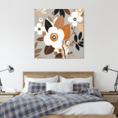 Retro Bloemen Midden Eeuw Modern Canvas Afdruk (Insitu (Slaapkamer))
