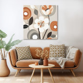 Retro Bloemen Midden Eeuw Modern Canvas Afdruk