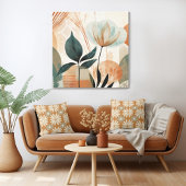 Retro Bloemen Midden Eeuw Modern Canvas Afdruk