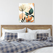Retro Bloemen Midden Eeuw Modern Canvas Afdruk (Insitu (Slaapkamer))