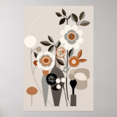 Retro Bloemen Midden Eeuw Moderne Print Wandkunst (Voorkant)