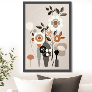 Retro Bloemen Midden Eeuw Moderne Print Wandkunst