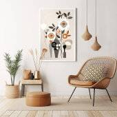 Retro Bloemen Midden Eeuw Moderne Print Wandkunst