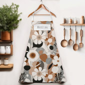 Retro Bloemen Midden-eeuws Modern Naam Schort