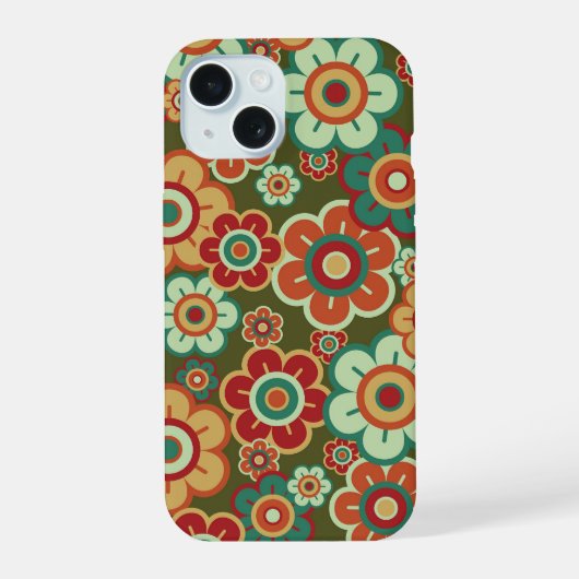 Retro Bloemen Mooie Madeliefjes Bloesem Patroon Le iPhone 15 Case (Achterkant)
