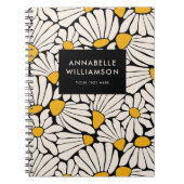 Retro Bloemen Mosterd Geel Zwart Notitieboek (Voorkant)