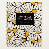 Retro Bloemen Mosterd Geel Zwart Planner (Voorkant)