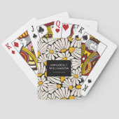 Retro Bloemen Mosterd Geel Zwart Pokerkaarten (Achterkant)