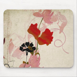Retro bloemen Mousepad Muismat