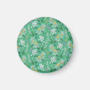 Retro Bloemen, Naadloos Botanisch Patroon. Magneet