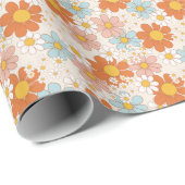 Retro Bloemen Naadloos Patroon Cadeaupapier (Rol Hoek)