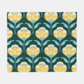 Retro Bloemen Naadloos  Patroon Fleece Deken (Voorkant (Horizontaal))