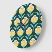 Retro Bloemen Naadloos  Patroon Grote Klok (Hoek)