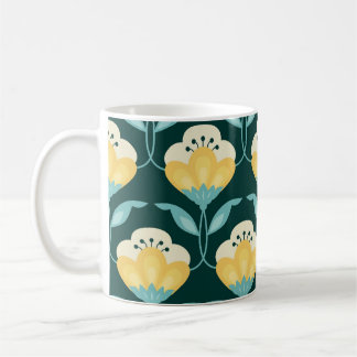 Retro Bloemen Naadloos Patroon Koffiemok