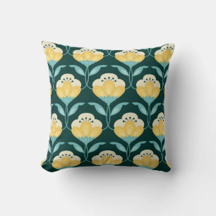 Retro Bloemen Naadloos  Patroon Kussen