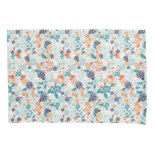 Retro Bloemen Naadloos Patroon Kussensloop (Voorkant)