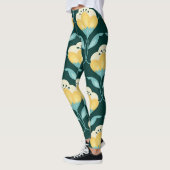 Retro Bloemen Naadloos  Patroon Leggings (Links)