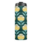 Retro Bloemen Naadloos  Patroon Thermosbeker (Voorkant)