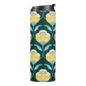 Retro Bloemen Naadloos  Patroon Thermosbeker (Gedraaid links)