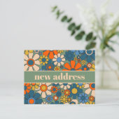 Retro Bloemen Nieuw adres / Verhuizen Briefkaart (Staand voorkant)