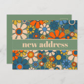 Retro Bloemen Nieuw adres / Verhuizen Briefkaart (Voorkant / Achterkant)