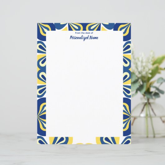 Retro bloemen ongevoerde papieren vel (Staand voorkant)