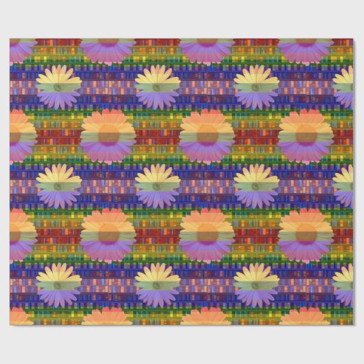 Retro Bloemen op Boekenplanken Verjaardag Cadeaupapier (Vlak)