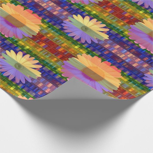 Retro Bloemen op Boekenplanken Verjaardag Cadeaupapier (Hoek)