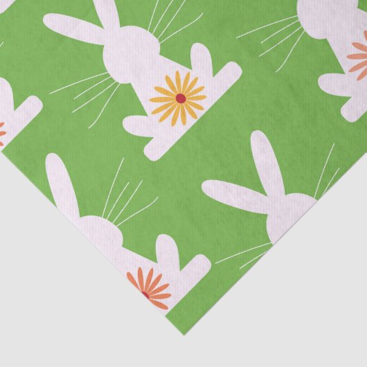 Retro Bloemen op Geometrische Witte Konijnen Tissuepapier (Detail)