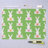 Retro Bloemen op Geometrische Witte Konijnen Tissuepapier (Craft)