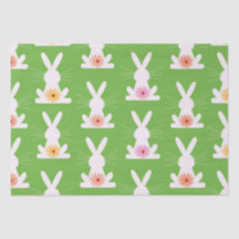 Retro Bloemen op Geometrische Witte Konijnen