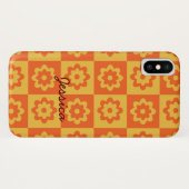 Retro Bloemen op Geruit Geel Oranje Aangepast Case-Mate iPhone Case (Achterkant (horizontaal))